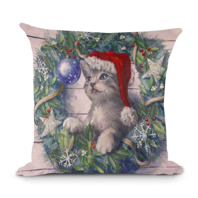Luxurious 18'' Xmas Cotton Pillow Case Linen Cushion Cover For Merry Christmas Home Decoration