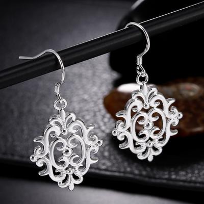 Brincos geométricos perfurados de prata esterlina 925, joias de casamento da moda