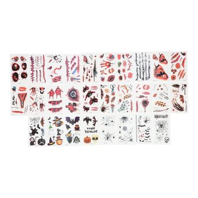 28pcs Halloween Tattoo Stickers Scar Pumpkin Pattern Waterproof Fake Tattoo Stickers