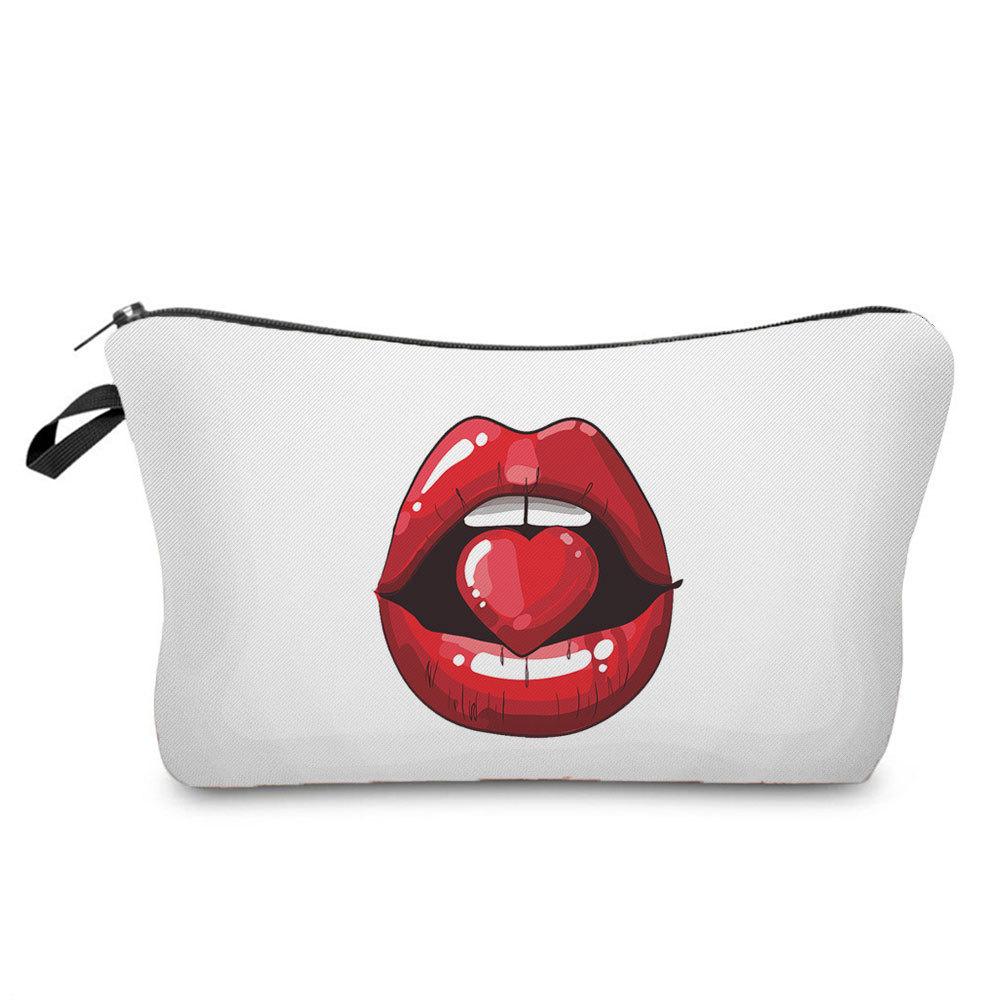 Women Lips Print Cosmetic Bag Toiletries Organize Travel Storage Case 6382