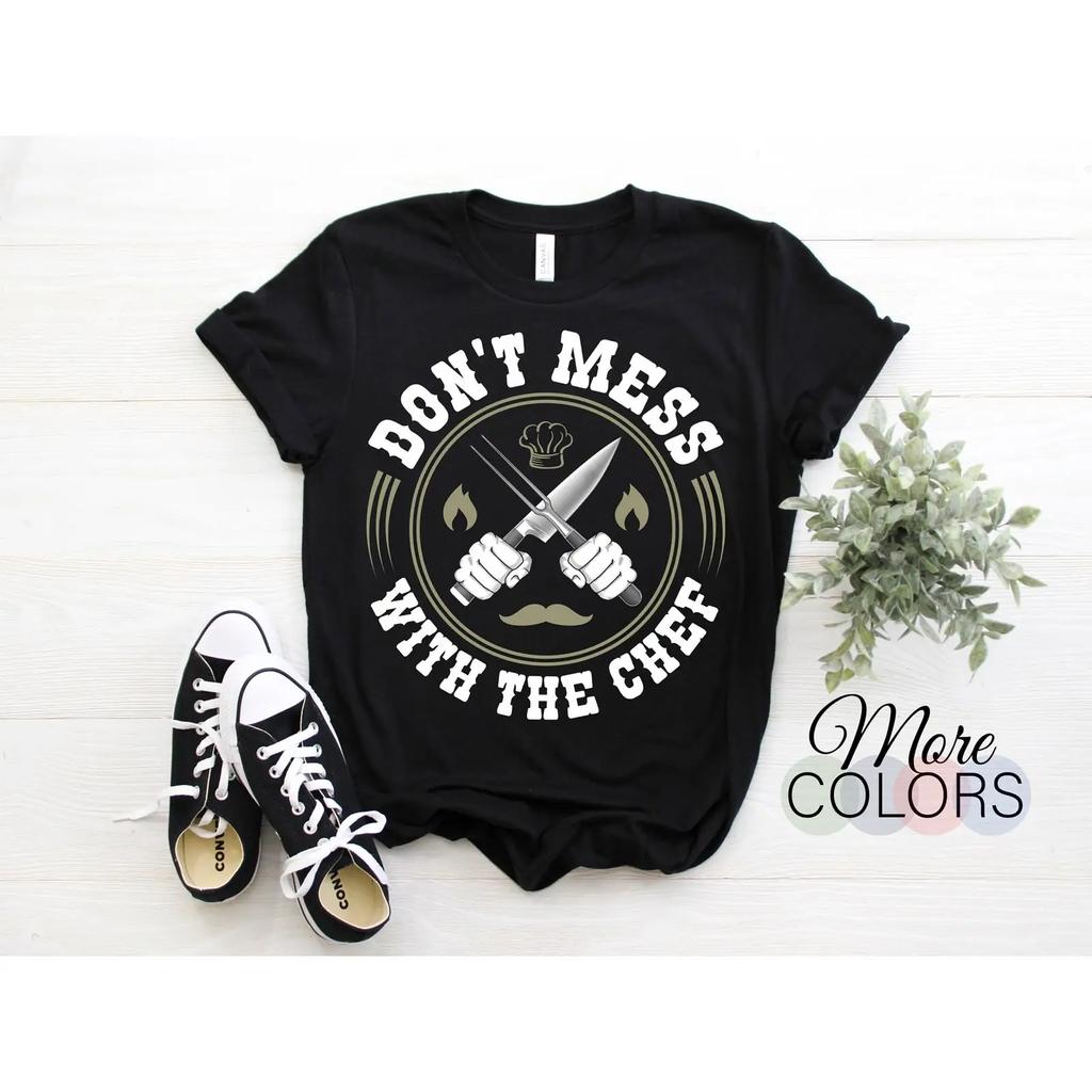 Dont Mess With The Chef Funny Cooking T Shirt Kitchen Culinary for Lovers vintage Washed Versatile fashion Stretched graphic