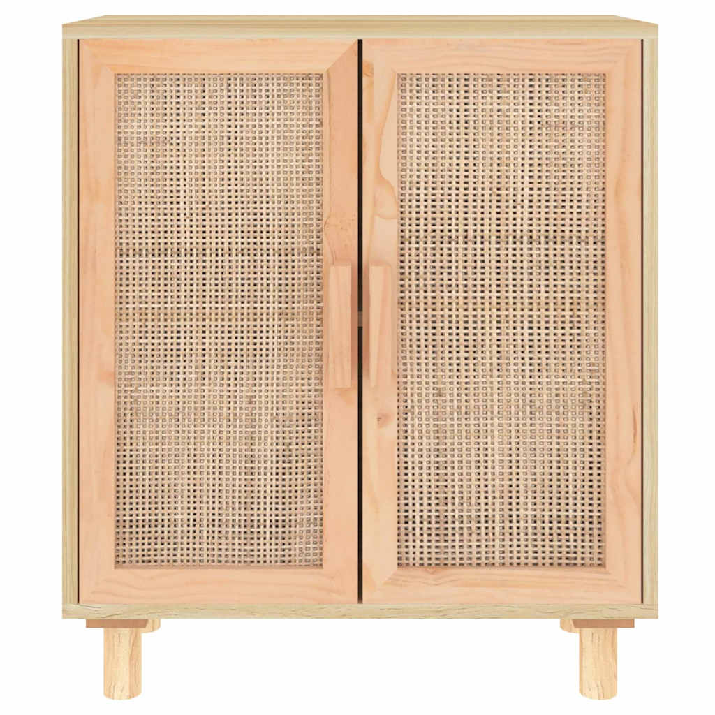 Sideboard Brown 60x30x70 cm Solid Pine Wood and Natural Rattan