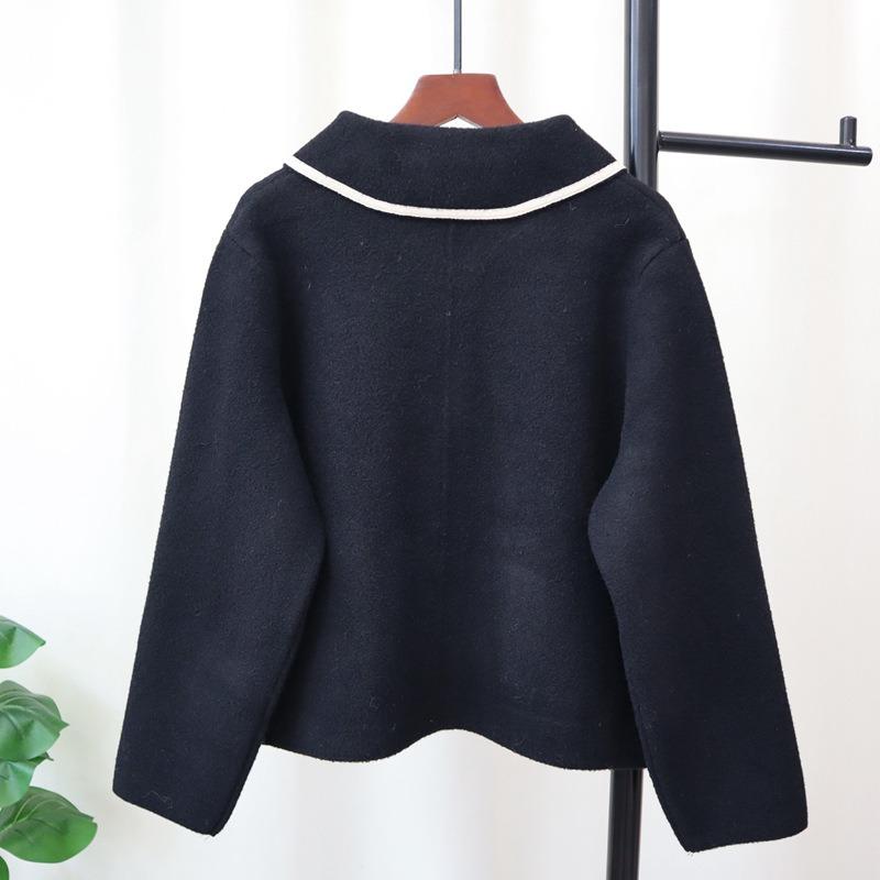 Autumn and Winter New Loose Knitted Double-sided Cardigan Design Temperament Sweater Jacket Women