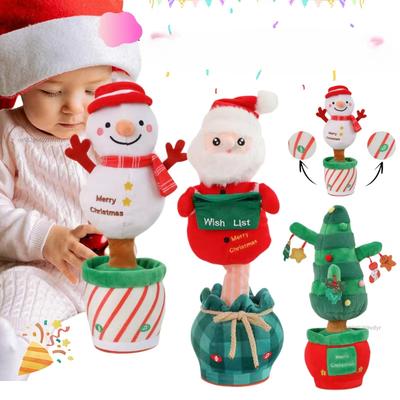 New 33cm Stuffed Electric Christmas TreeSanta Claus Snowman Dolls Soft Battery Baby Comfort Toys Christmas Gifts for Girls Boys