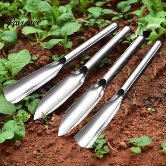 Precision Soil Depth Tool Stainless Steel Garden Trowel, Narrow Pointed Gardening Hand Shovel, Non Deforming Spade Digging for Planting, Weeding,