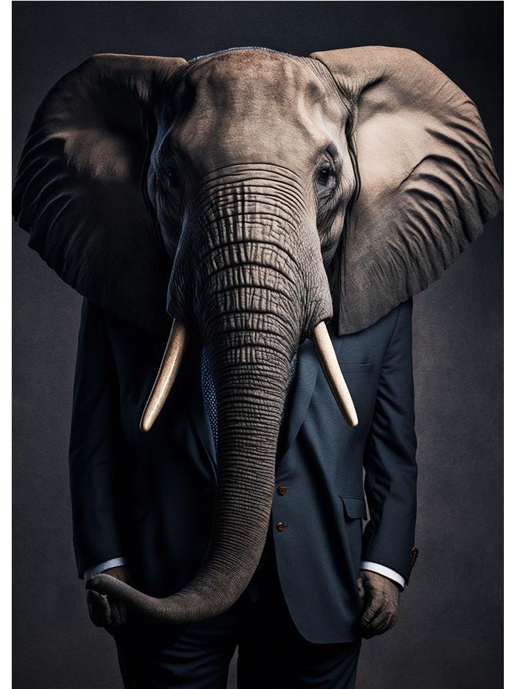 

Модный деловой костюм Животные Сова Обезьяна Слон Портрет Холст Картина Плакат Печать Настенное Искусство Для Гостиной Домашний Декор 21x30cm No Frame