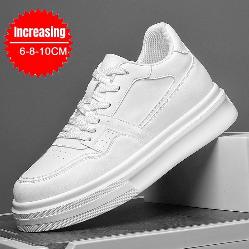 6cm 8cm Platform Elevator Shoes Men Lifting Board Shoes White Height-Increasing Flat Sneakers Height Increase Board Casual Shoes