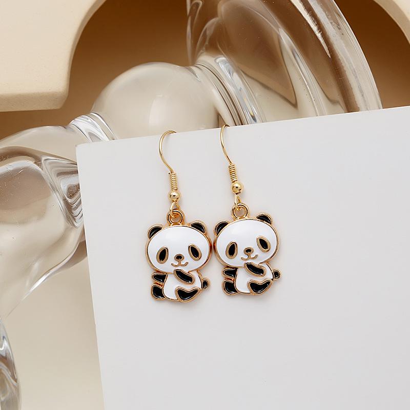 

Chinese Style Panda Geometric Drop Earrings: Cute Metal Dangle Jewelry