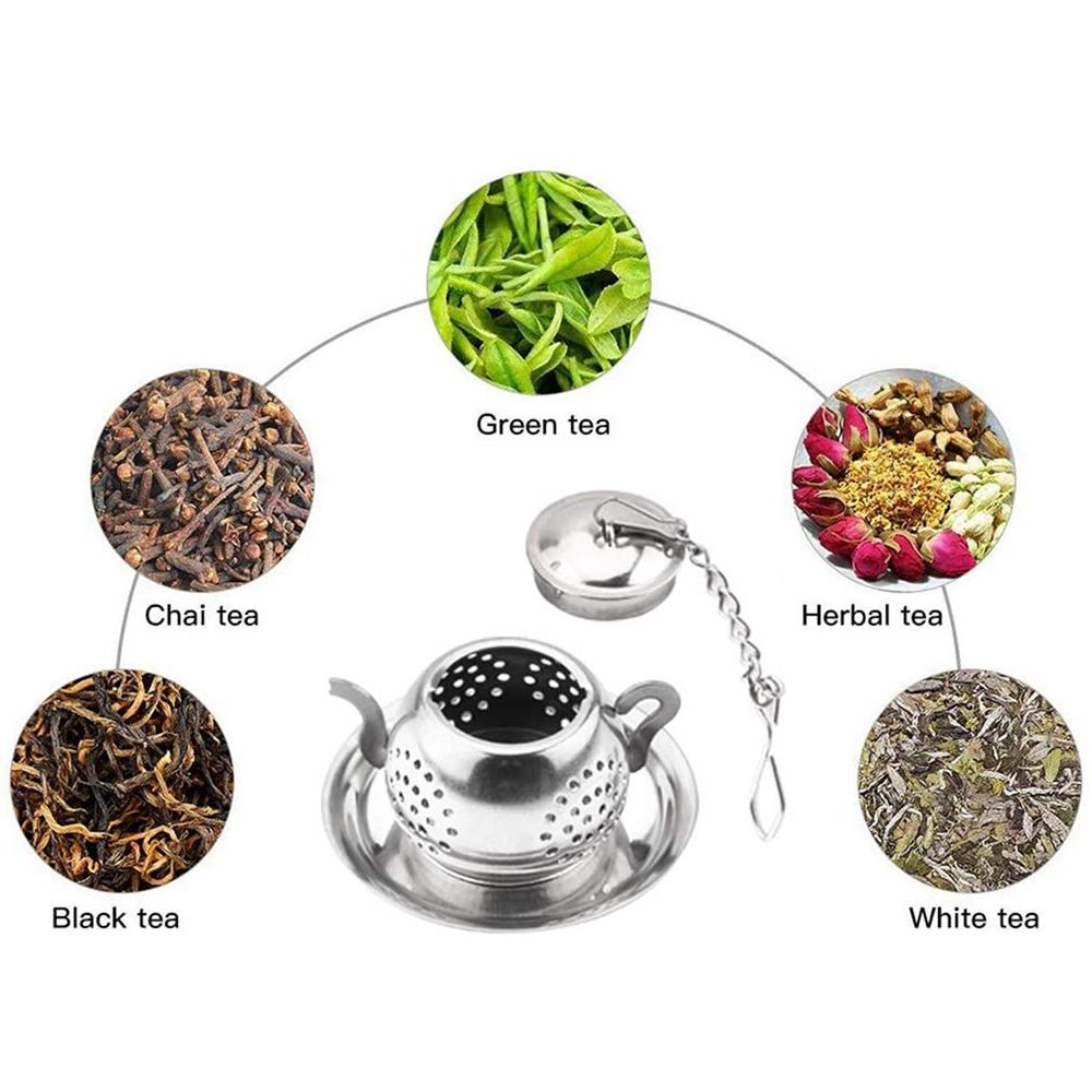 Tea Defusers Teapot-shaped Design Reusable with Extended Chain Hook