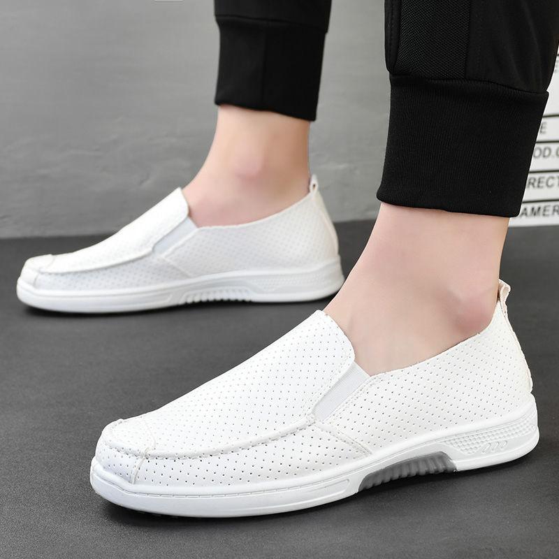 Fashion Flat White Men's Leather Shoes Breathable Legitimate Common Social Slip-on Designer Classic Original Elegant Pu Male Casual Shoe