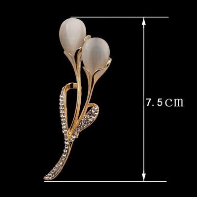 Women's Elegant Tulip Brooch Rhinestone Decoration Flower Pin Suit Breastpin