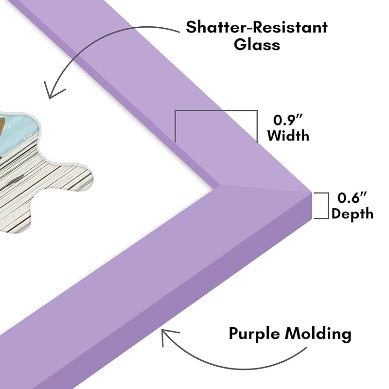 Americanflat 4x6 Picture Frame with Wavy Mat in Purple - Use as 6x8 Picture Frame Without Mat or 4x6 Frame with Mat - En 4x6