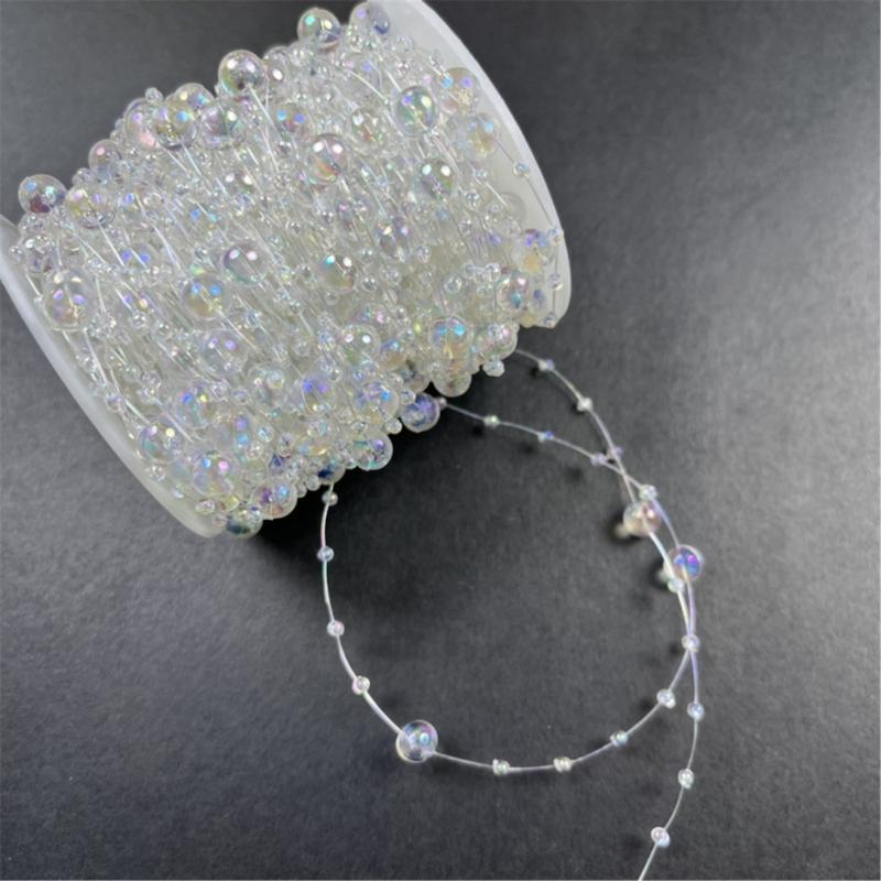 Plastic Resin Pearls String 60M Long Artificial Pearls Bead Strand For Handmade Craft Jewelry Making Wedding Bouquets