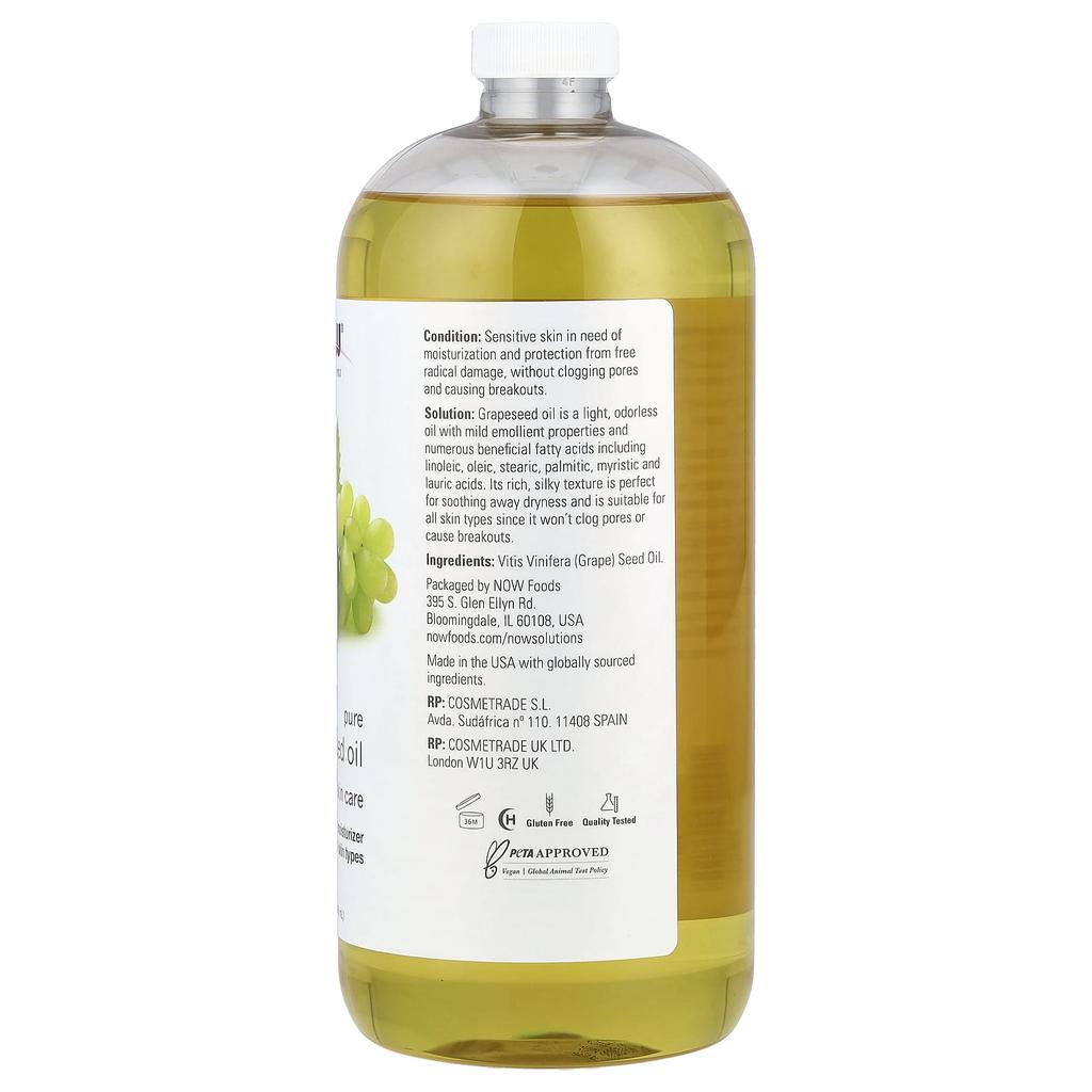 Solutions, Pure Grapeseed Oil, All Skin Types, 946 Ml (32 Fl Oz)