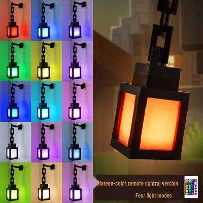 Minecraft Rechargeable Luminous Lantern Night Light - Children's Bedroom Atmosphere Lamp and Torch Model Ornament.