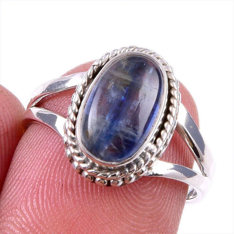 

Natural Kyanite Gemstone 925 Solid Sterling Silver Jewelry Ring Size 6.5 P8b56