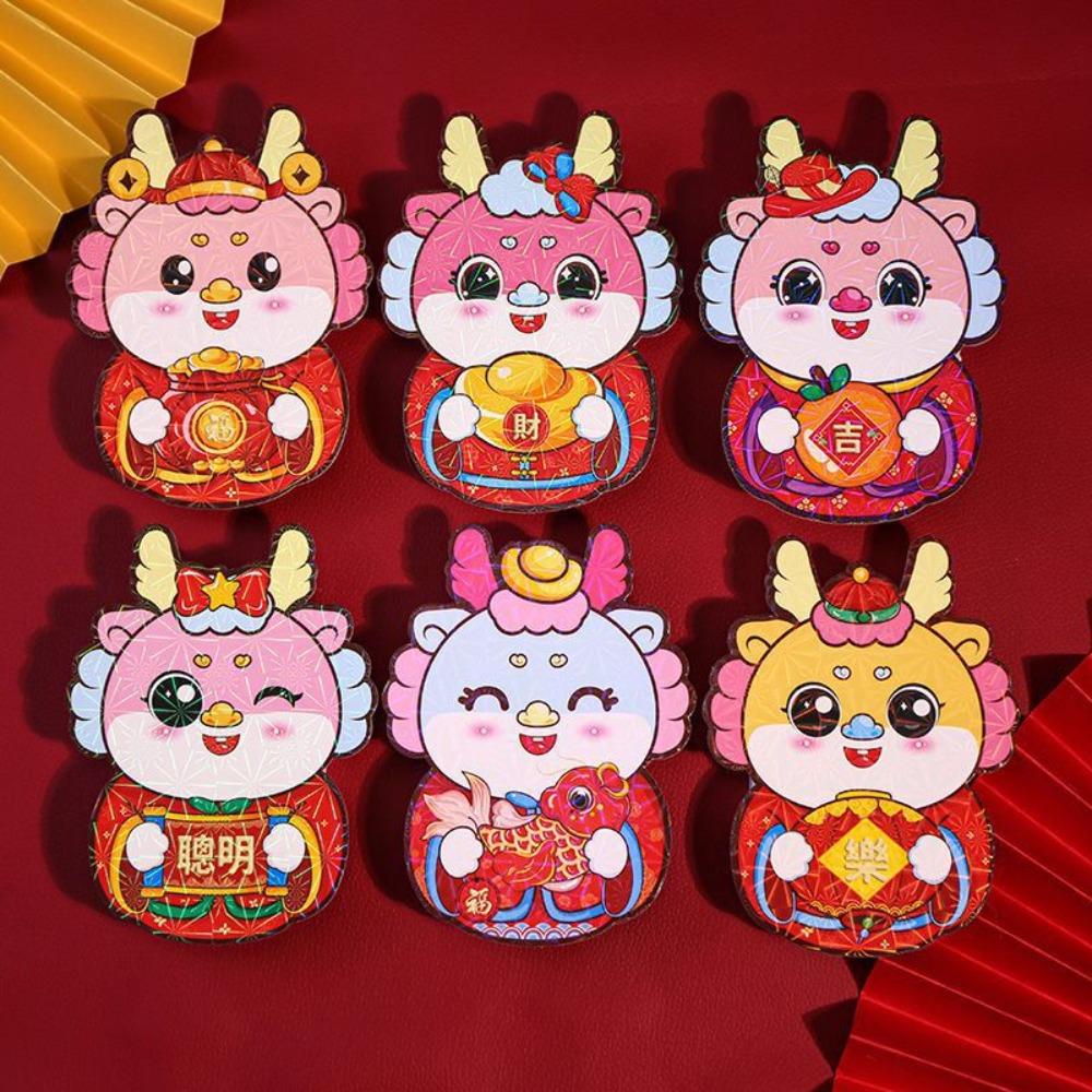 

6pcs/set Best Wishes Red Pocket 2024 New Year HongBao Red Envelopes Chinese New Year
