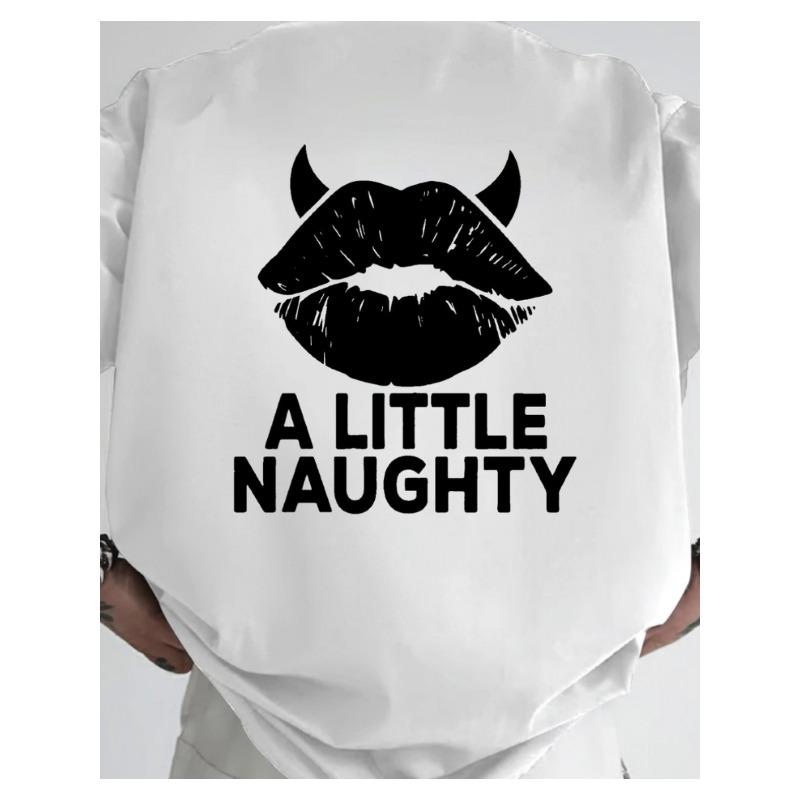 European sizes Little Devil, Stylish Men'S T-Shirt with Sexy Lips And Double-Sided Print Design