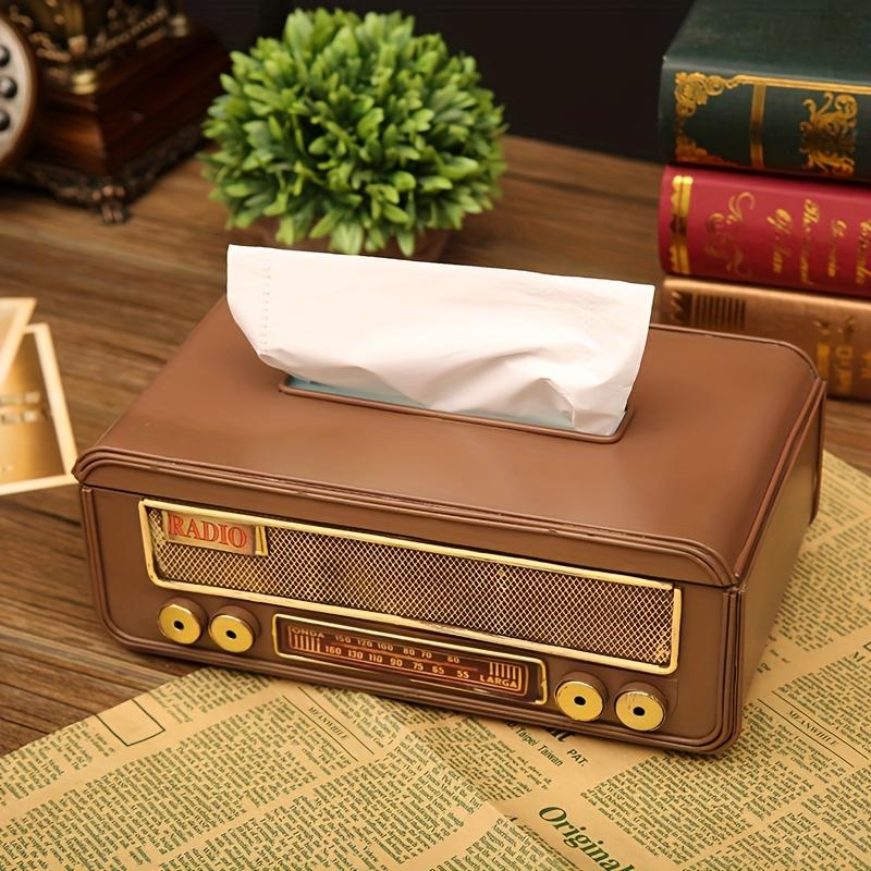Creative Vintage Radio Paper Towel Holder Iron Art Home Living Room Coffee Table Tissue Box Decorative Radio Tissue Box