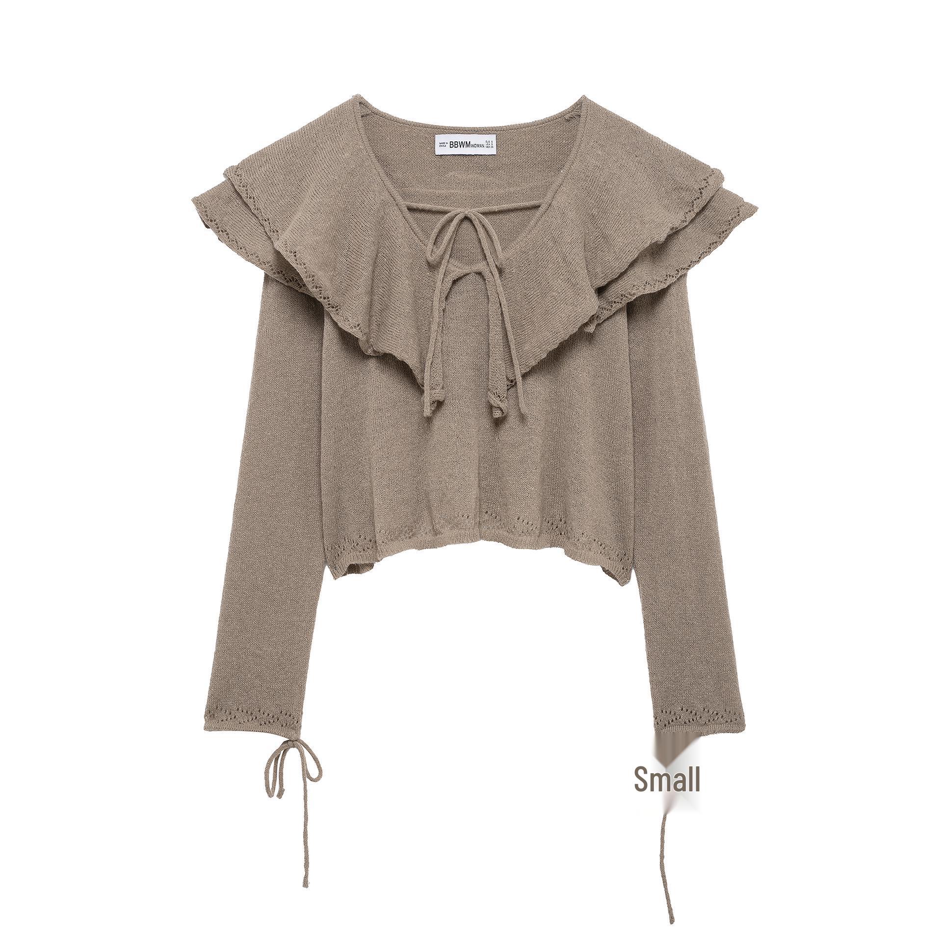 

2025 Весна Женский Европейский и Американский Стиль Многослойный Трикотажный Топ с V-образным вырезом и Длинным Рукавом Small