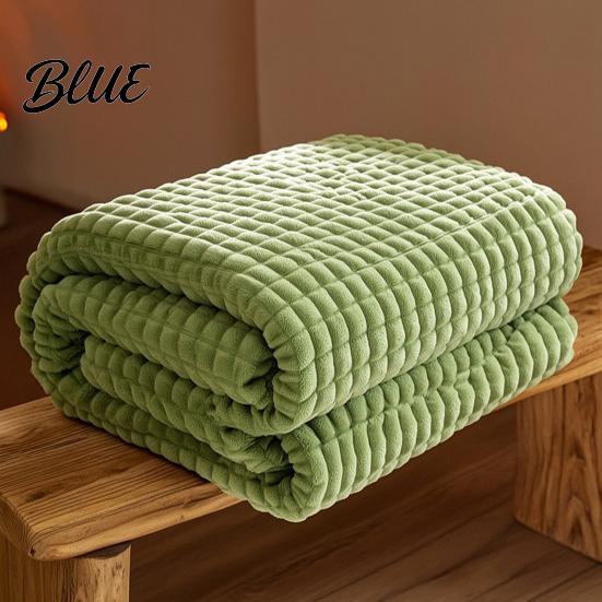 Thermal Insulation Blanket for Autumn Waffle Textured Fleece Throw Blanket Solid Color Milk Flannel Grid Cut Texture Sofa Plush Soft Warm Cozy Couch