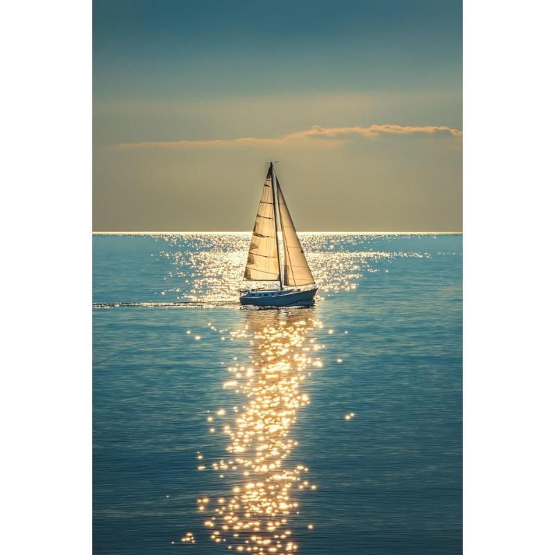 Sailing Sunset Beach Bed Santorini Surfboard Umbrellas Poster Canvas Painting Print for Living Room Home Decoration Cuadros