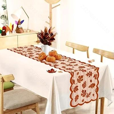 Yousheng 30x180cm Embroidered Maple Leaf Table Runner Easy To Clean Special Event Table Flag Kitchen Dining Party Decor