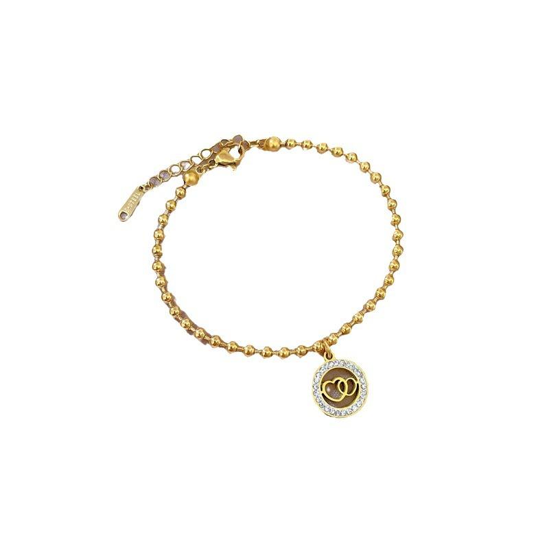 Dongmen Personalisierter Runder Perlen Doppelring Liebesarmband Damen Retro Freundin Geburtstagsgeschenk