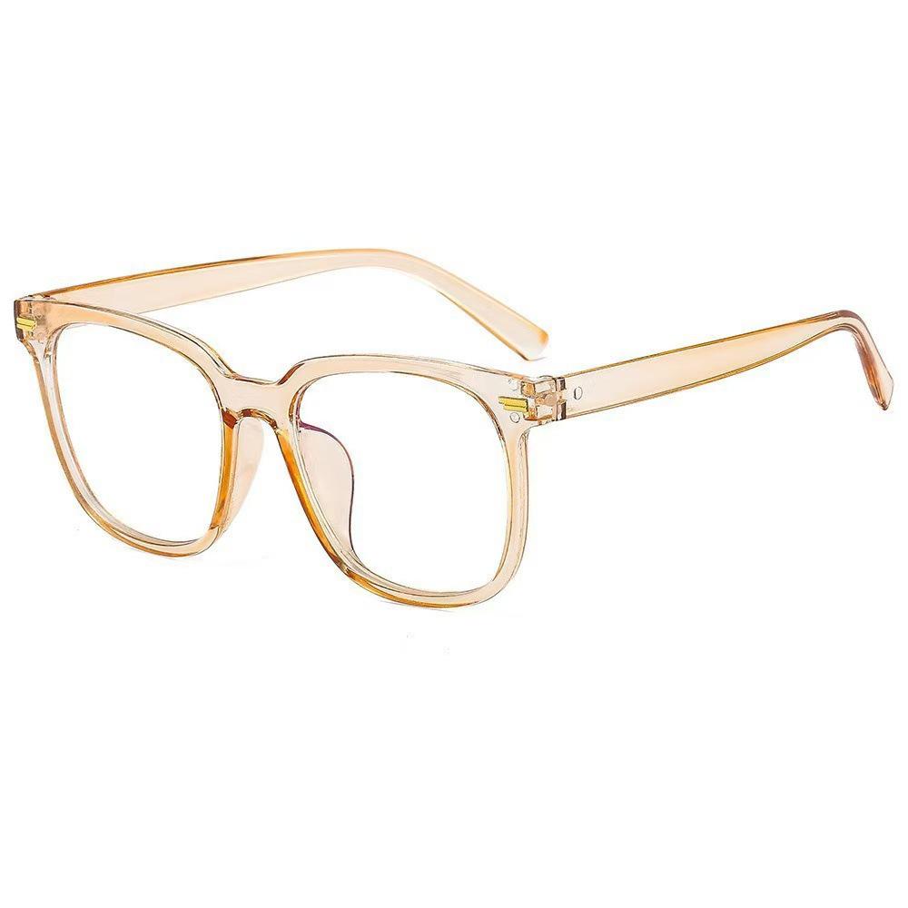 Trendy Gray Transparent Anti-Blue Light Glasses - Unisex Korean Style, Slim Black Frame for Large Faces