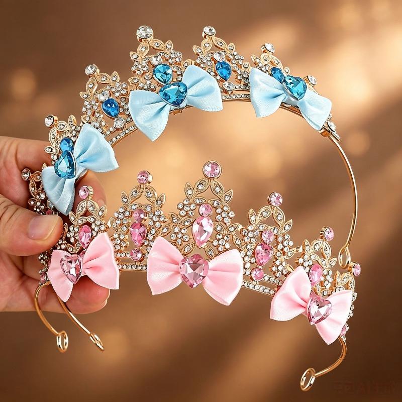 Süße Prinzessinnenkrone Schleife Haaraccessoires Schneekönigin Kopfschmuck Geburtstagsparty Haaraccessoires Hoher Sinn Mädchenkrone