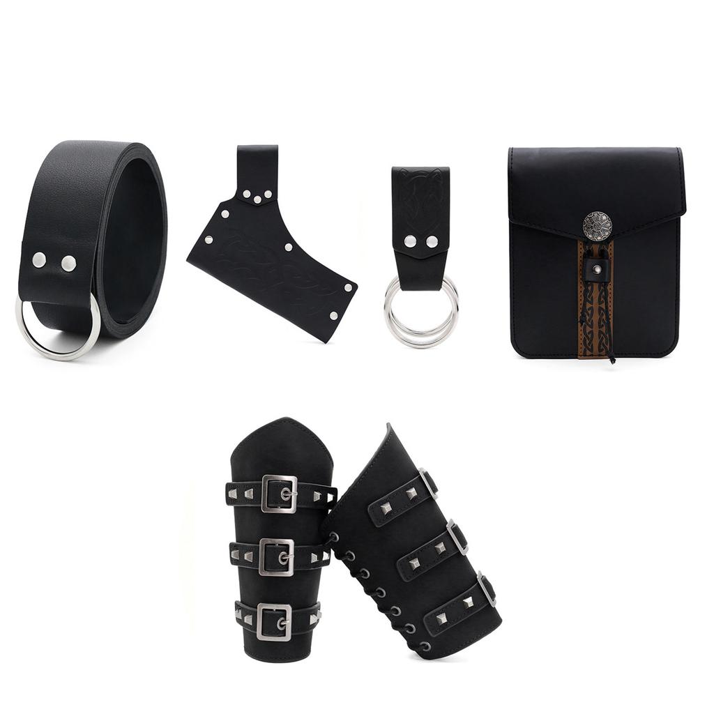 Renaissances Costume Vikinges Costume Accessories Set Medieval Pirate Leather Belt Bracers Cosplay Halloween Costumes