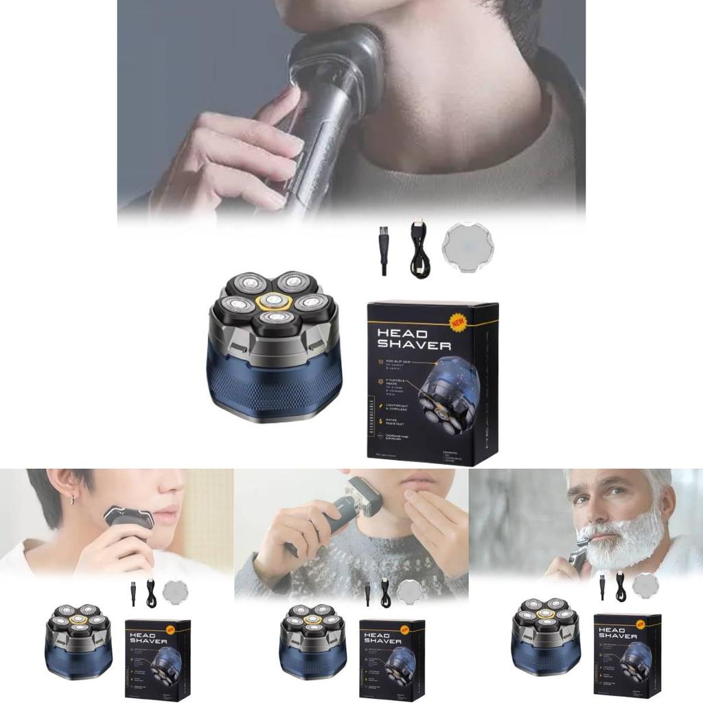 Electric Shaver With Magnetic Rotation Heads Rechargeable For Men Grooming