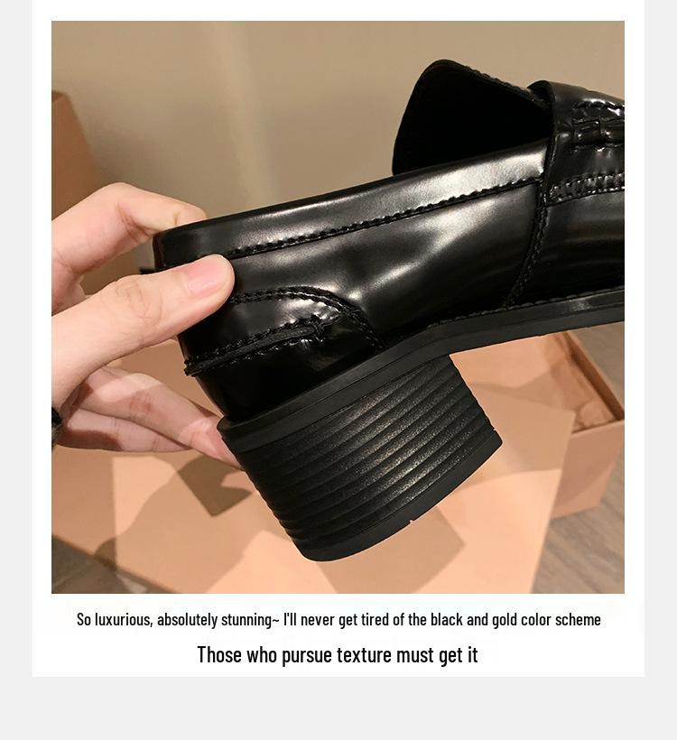 Women's Sheepskin Leather Slip-On Loafers with Chunky Heel and Coin Detail in Grape