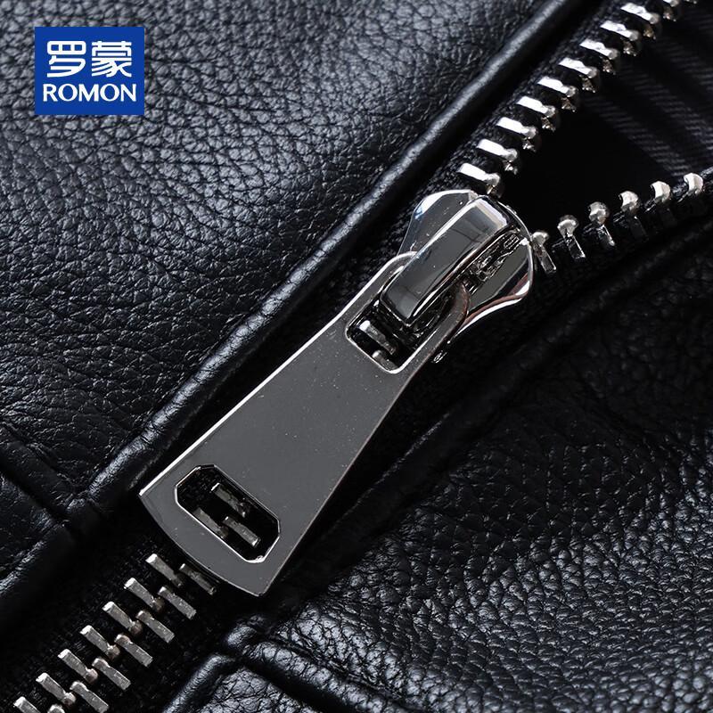 ROMON Men's Genuine Leather Business Casual Biker Jacket