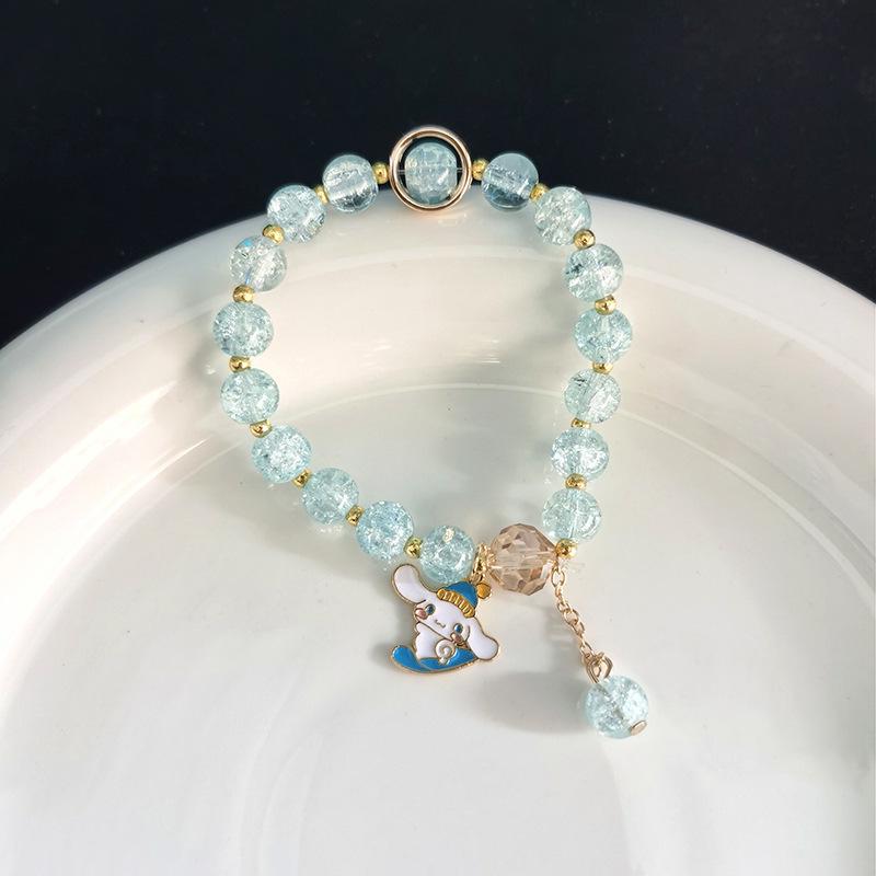 Sanrio Popcorn Crystal Beaded Bracelet: Strawberry Bear & Kuromi Cartoon Charm - Perfect Christmas Gift for Besties