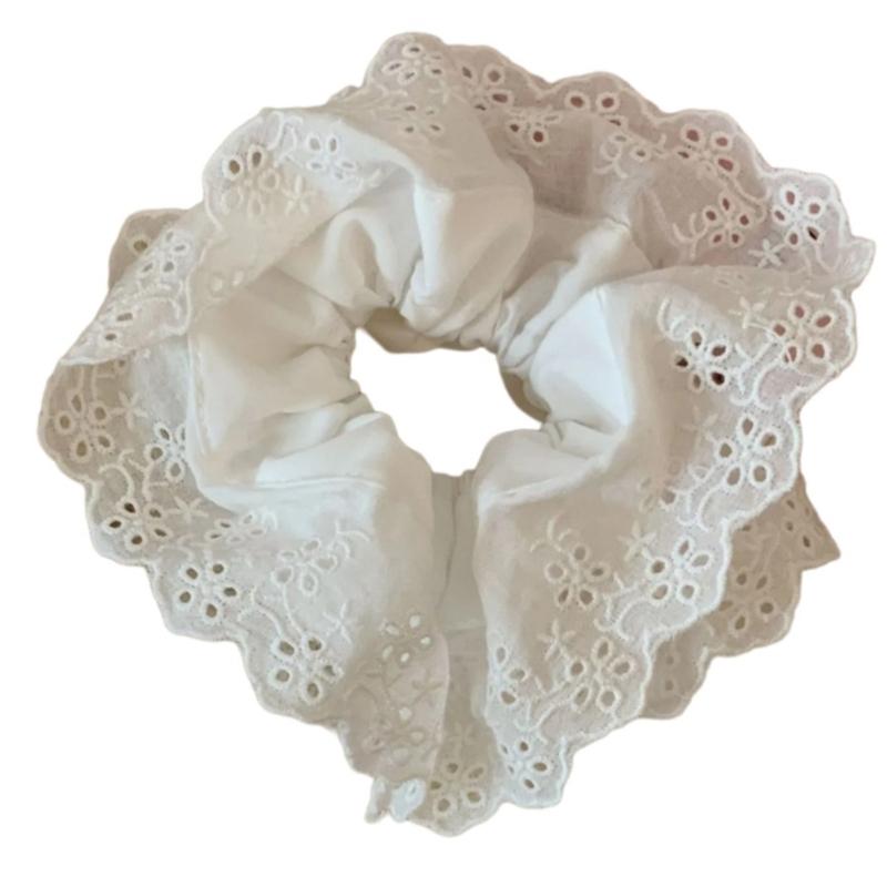 

Большая эластичная резинка для волос с нежным кружевом Резинка для волос Веревка для волос Модная держатель для хвостика для женщин белый