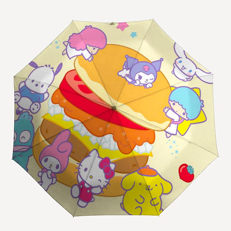 1pc Hello Kitty & Friends Automatic Opening/Closing Umbrella with Foldable Design, Iron Frame, Outdoor Use, Festival Gift, Suitable for Fans, Travel,
