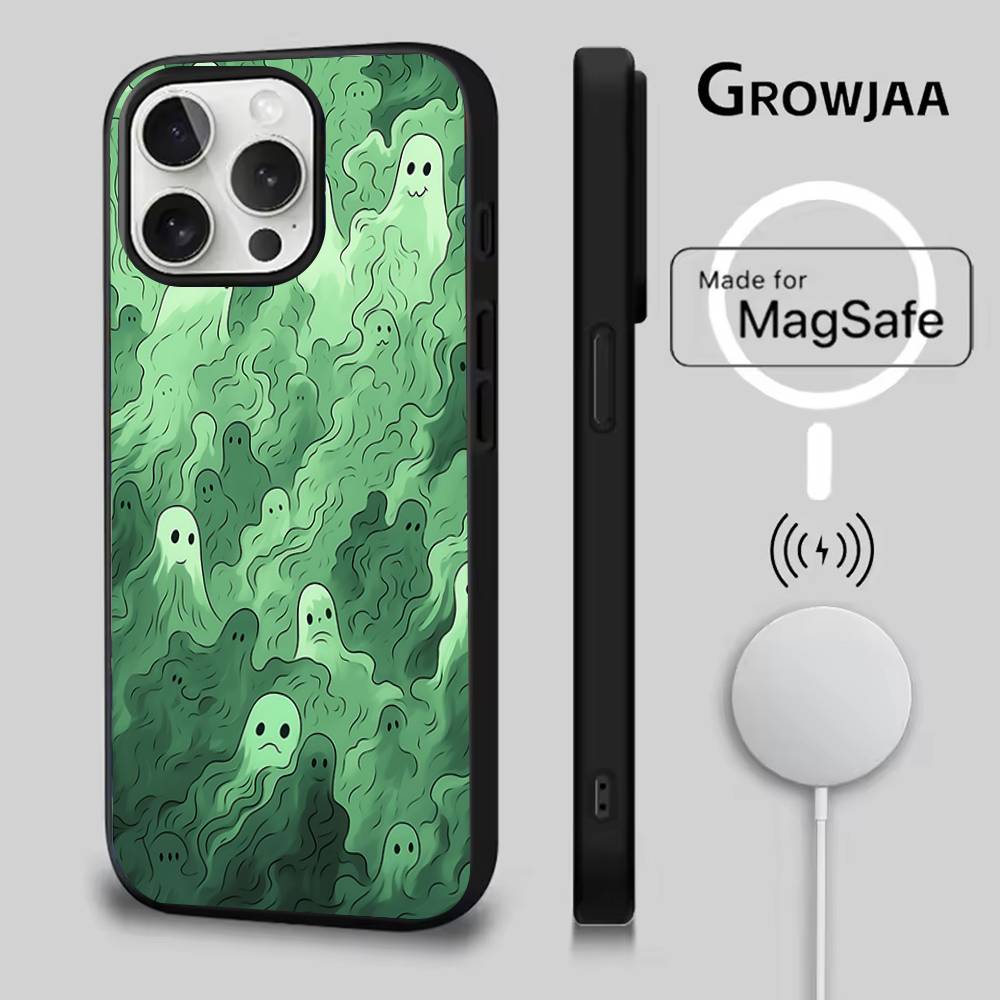 Cute Ghost Phone Case For iPhone 16e,16,15,14,13,12,11,Plus,Pro,Max,Mini Magsafe Magnetic Wireless Charging