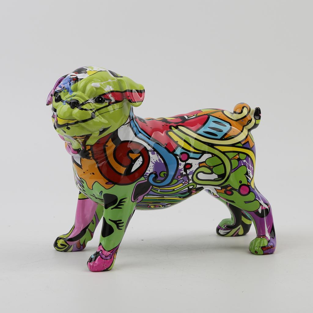 Nordic Painting Graffiti French   Creative Resin Crafts Animal Dog Figurines Sculpture Home Wine Cabinet Office Decor