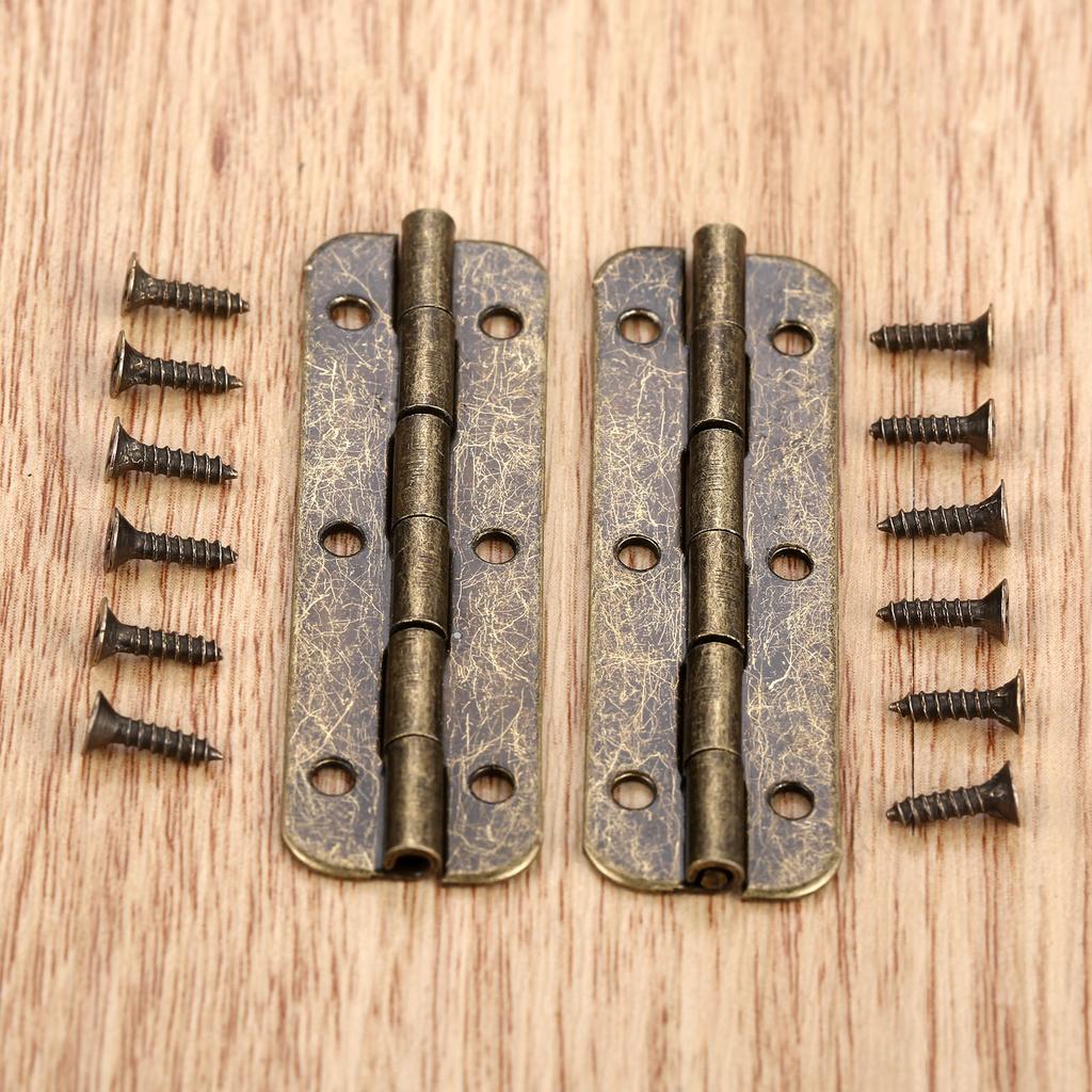 DRELD 10 Stück oder 2 Stück Antik-Bronze Schrank Holz Schmuckschatulle Geschenk Weinkiste Retro Dekor Möbel Lange Scharniere 6 Löcher 51*16mm