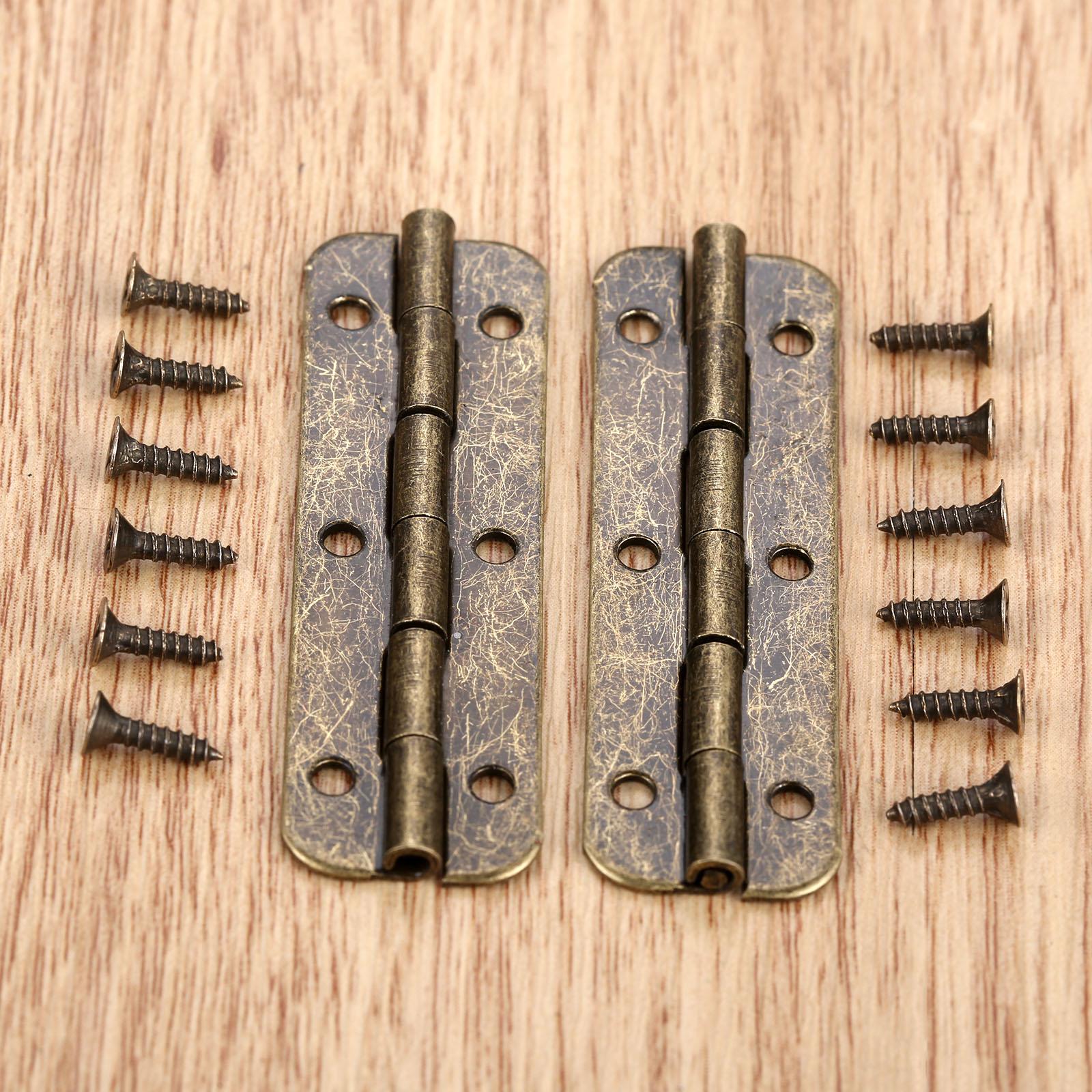 

DRELD 10pcs or 2PCS Antique Bronze Cabinet Wood Jewelry Box Gift Wine Case Retro Decor Funiture Long Hinges 6 Holes 51*16mm