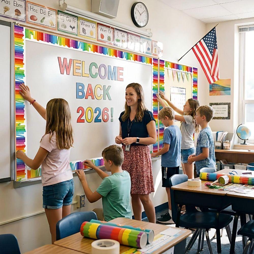 Cartoon Pattern Classroom Border Sticker Self Adhesive Learning Wall Sticker  Teacher Supplies