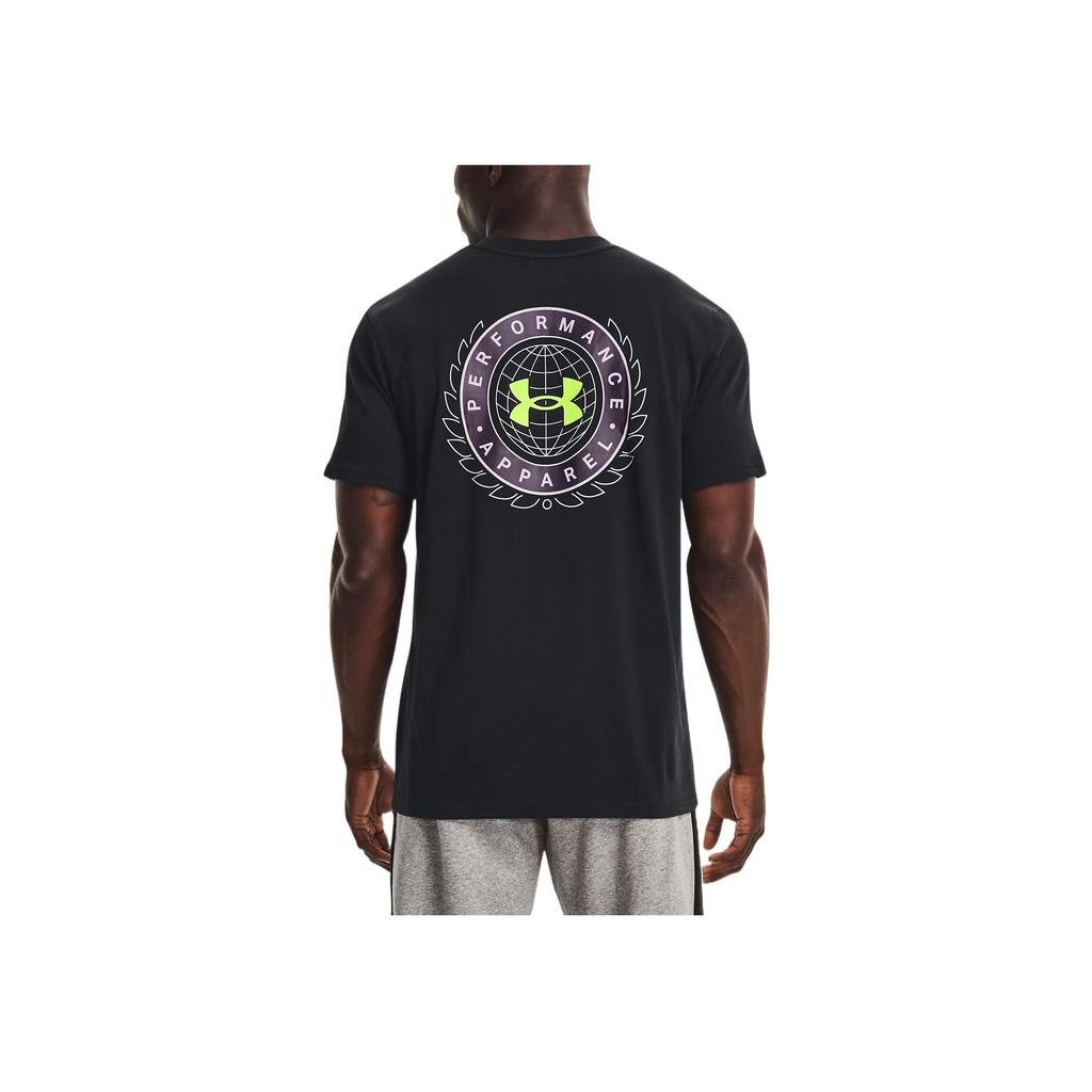 Under Armour Logo Print Round Neck Short Sleeve T-Shirt Men Tops Black 1366471-001