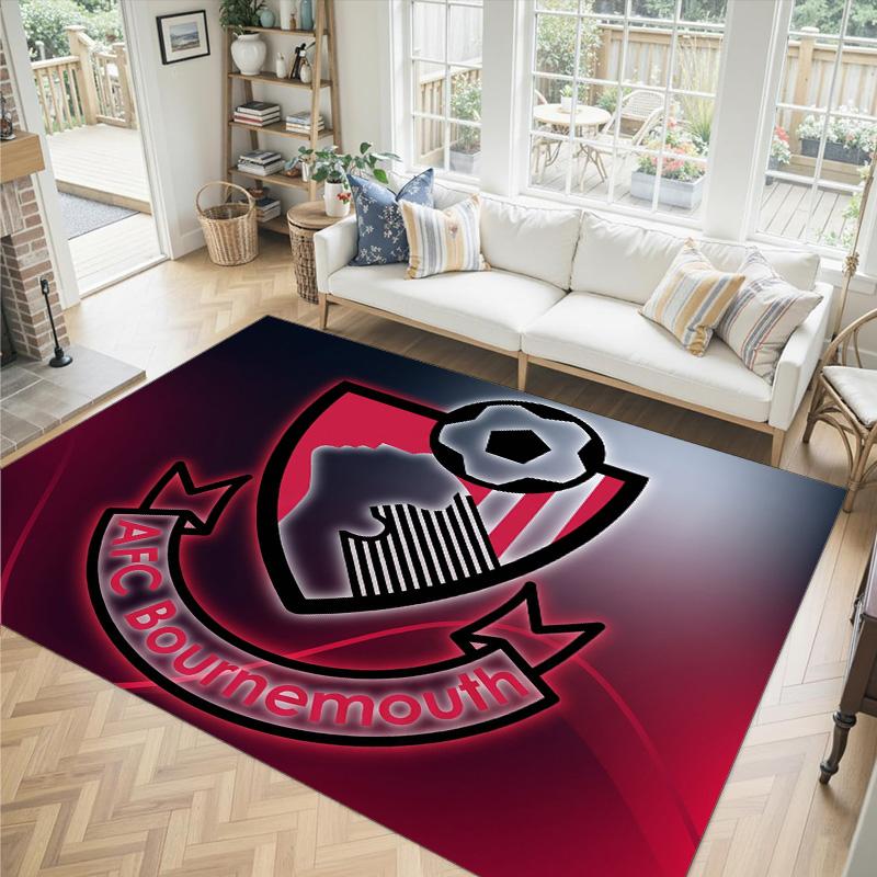 Bournemouth Football Design Crystal Velvet Carpet Cozy Non?Slip Printed Rug For Bedroom Living Room Entrance
