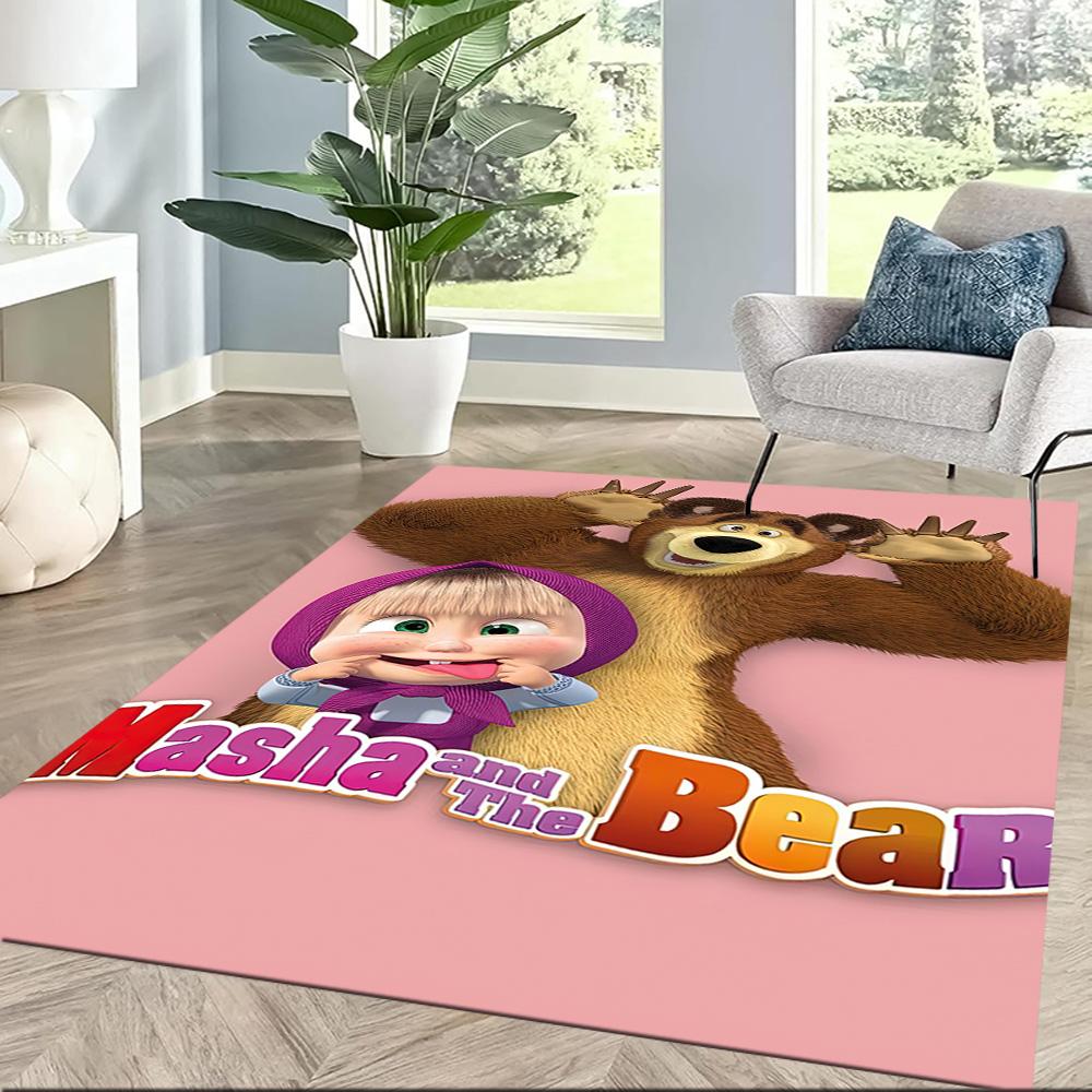 Masha Bear Carpet Suitable for Study Room Entryway Balcony Playrooms Anti-slip Rug Decorate Offices Best for Christmas