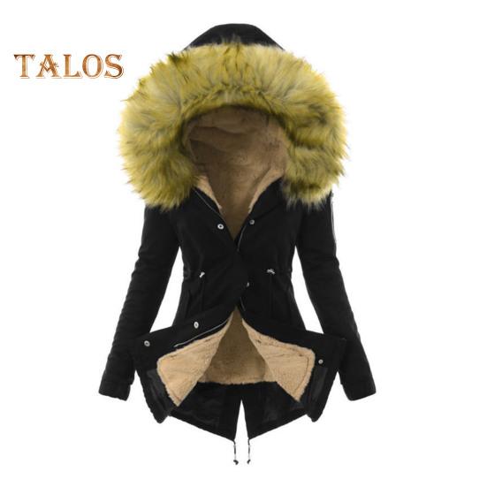 Zimní péřový kabát Polstrovaný s chlupatou kapucí a kapsami Zapínání na zip Parka Větruodolná Udržování tepla Denní svrchní bunda za chladného počasí