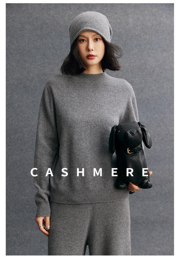 Women's Cashmere Loose Half-High Neck Sweater – Versatile Casual Knitwear for Autumn/Winter