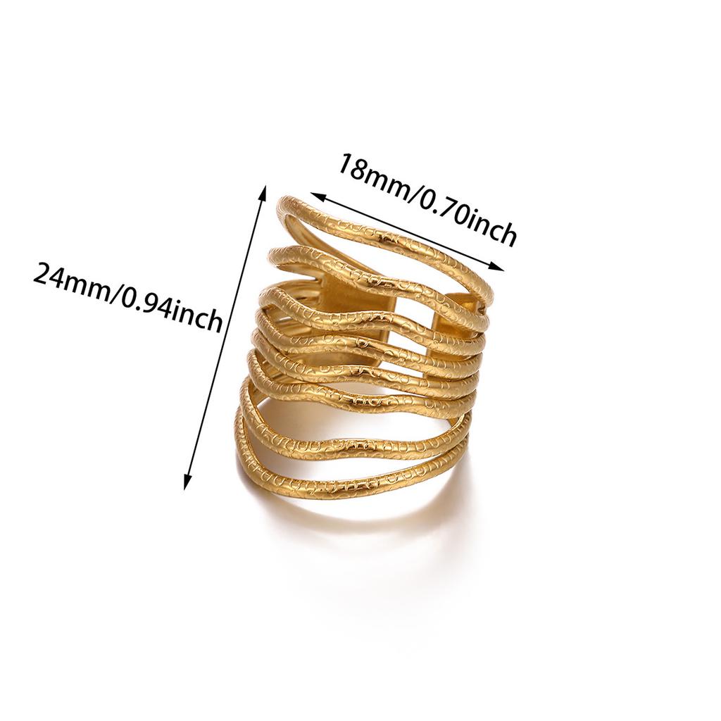 Sun Punk Anillos For Women Multilayer Broad Surface Opening Rings For Women Gold Color Stainless Steel Geometry New Ring Jewelry