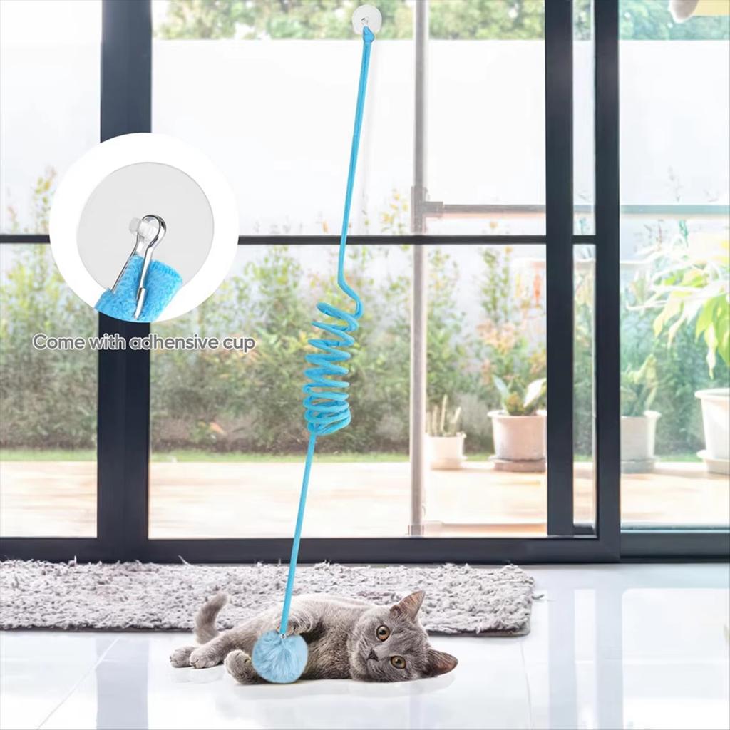 Interactive Cat Toy Funny Cat Stick Plush Spring Ball Self-Hey Hanging Door Kitten Toy Teaser Cat Wand With Bell Pet Accessories