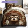 Animal In Indian Attire  Pattern Bedding Quilt Set  Home Decoration  Gift (1 * Duvet Cover + 2 * Pillowcase, Without Core)